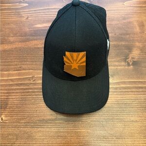 Branded Bills Black and Orange Baseball Cap with Leather Arizona Patch